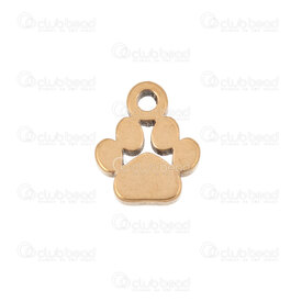 1720-2110-48GL - Animal Stainless Steel Charm Paw Print 8.5x7x1.5mm with 1mm loop Gold Plated 20pcs 1720-2110-48GL,5mm,montreal, quebec, canada, beads, wholesale