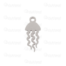 1720-2110-50 - Animal Stainless Steel Charm Jellyfish 16.5x7x1mm with loop Natural 10pcs 1720-2110-50,Charms,montreal, quebec, canada, beads, wholesale