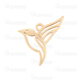 1720-2110-58GL - Animal Acier Inoxydable 304 Breloque Oiseau 16x18.5x1mm avec Boucle 1.5mm Plaque Or 10pcs 1720-2110-58GL,oiseau,montreal, quebec, canada, beads, wholesale