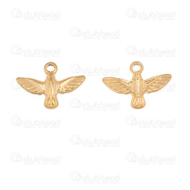 1720-2110-60GL - Animal Acier Inoxydable 304 Breloque Oiseau 8.5x12x1.5mm avec Boucle Plaque Or 10pcs 1720-2110-60GL,Breloques,Acier inoxydable,montreal, quebec, canada, beads, wholesale