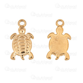 1720-2110-64GL - Animal Stainless Steel 304 Charm Turtle 16.5x9.5x2.5mm with Loop Gold Plated 10pcs 1720-2110-64GL,breloque acier,montreal, quebec, canada, beads, wholesale
