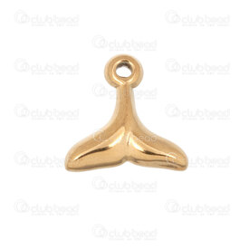 1720-2110-66GL - Animal Stainless Steel 304 Charm Whale Tail 10x10x3mm with Loop Gold Plated 10pcs 1720-2110-66GL,tÃ,montreal, quebec, canada, beads, wholesale