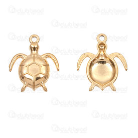1720-2110-70GL - Animal Stainless Steel 304 Charm Turtle 16x13.5x3mm with Loop Gold Plated 10pcs 1720-2110-70GL,breloque or,montreal, quebec, canada, beads, wholesale