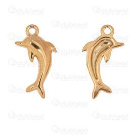1720-2110-74GL - Animal Acier Inoxydable 304 Breloque Dauphin 16x9x2mm avec Boucle Plaque 10pcs 1720-2110-74GL,dox,montreal, quebec, canada, beads, wholesale