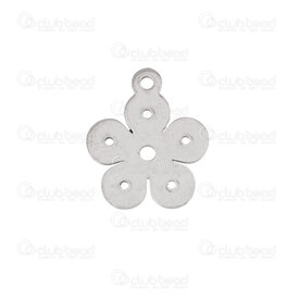 1720-2111-24 - DISC Nature Stainless Steel Charm Flower 15x12.5x1mm with 1mm loop Natural 10pcs 1720-2111-24,montreal, quebec, canada, beads, wholesale