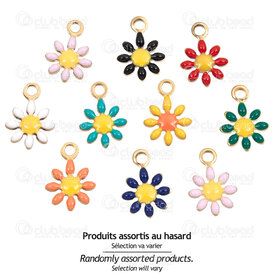 1720-2111-254GL - Nature Stainless Steel Charm Daisy 10X7mm Mix Color Filling with 1.5mm loop Gold Plated 20pcs 1720-2111-254GL,Charms,Stainless Steel,montreal, quebec, canada, beads, wholesale