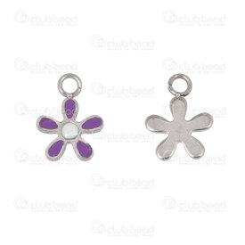 1720-2111-26 - Nature Acier Inoxydable Breloque Fleur 10.5x8mm Remplissage Couleur avec Boucle 1.5mm Naturel 10pcs 1720-2111-26,montreal, quebec, canada, beads, wholesale