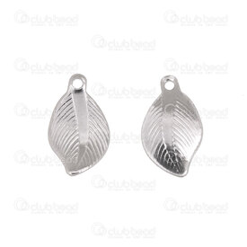 1720-2111-34 - Nature Stainless Steel Charm Leaf 13.5x8x0.5mm Curved Lined Design with 1mm loop Natural 30pcs 1720-2111-34,Charms,montreal, quebec, canada, beads, wholesale