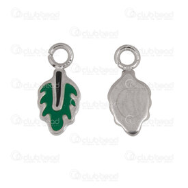 1720-2111-46 - Nature Acier Inoxydable Breloque Feuille 10.5x5x1mm Remplissage Vert avec Boucle Naturel 10pcs 1720-2111-46,FEUILLE,montreal, quebec, canada, beads, wholesale