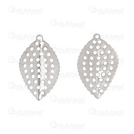 1720-2111-48 - Nature Stainless Steel Charm Leaf 18x11x2.5mm Curve Holed Design with 0.8mm Hole Natural 20pcs 1720-2111-48,Charms,montreal, quebec, canada, beads, wholesale