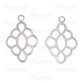 1720-2111-50 - Nature Stainless Steel Charm Flower 23x15x0.5mm Hollow with Loop Natural 20pcs 1720-2111-50,flower,montreal, quebec, canada, beads, wholesale