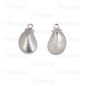 1720-2111-54 - Nature Stainless Steel 304 Charm Shell 12.5x7.5x1.5mm with Loop Natural 30pcs 1720-2111-54,montreal, quebec, canada, beads, wholesale