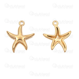 1720-2111-56GL - Nature Stainless Steel 304 Charm Sea Star 16x13.5x3mm with Loop Gold Plated 10pcs 1720-2111-56GL,ps,montreal, quebec, canada, beads, wholesale