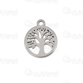 1720-2112-22 - Spiritual Stainless steel Charm Tree of life 12x10x0.8mm Round with 1mm 20pcs 1720-2112-22,Charms,Stainless Steel,montreal, quebec, canada, beads, wholesale