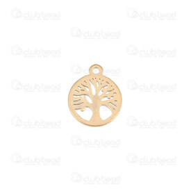 1720-2112-22GL - Spiritual Stainless steel Charm Tree of life 12x10x0.8mm Round with 1mm ring Gold 10pcs 1720-2112-22GL,1720-,montreal, quebec, canada, beads, wholesale
