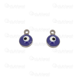 1720-2112-2506 - Spiritual Stainless Steel Charm Evil Eye Round 8.5x6x4mm 1mm ring Natural 20pcs 1720-2112-2506,Stainless Steel,Beads and Pendants,montreal, quebec, canada, beads, wholesale