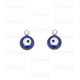 1720-2112-2508 - Spiritual Stainless Steel Charm Evil Eye Round 11x8x3.5mm 1.5mm ring Natural 20pcs 1720-2112-2508,1720-,montreal, quebec, canada, beads, wholesale