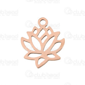 1720-2112-34RGL - Spiritual Stainless Steel Charm Lotus 13.5X11.5x0.9mm High Quality Polish Rose Gold 5.3gr 10pcs 1720-2112-34RGL,1720-,montreal, quebec, canada, beads, wholesale