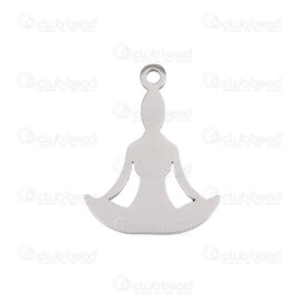 1720-2112-40 - Spiritual Stainless Steel Charm Lotus Meditation 18x14mm with 1mm Loop Natural 10pcs 1720-2112-40,1720-2,montreal, quebec, canada, beads, wholesale