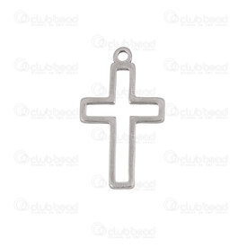 1720-2112-48 - Spirituel Acier Inoxydable 304 Breloque Croix 18x10.5x1mm Creux avec Boucle 1.2mm Naturel 20pcs 1720-2112-48,cross,montreal, quebec, canada, beads, wholesale