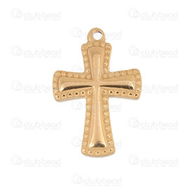 1720-2112-50GL - Spirituel Acier Inoxydable 304 Breloque Croix 18.5x12.5x3mm Bordure Point avec Boucle 1.5mm Plaque Or 10pcs 1720-2112-50GL,cross,montreal, quebec, canada, beads, wholesale