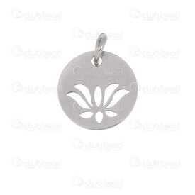 1720-2112-52 - Spiritual Stainless Steel 304 Charm Lotus 12X1mm with Ring High Quality Polish Natural 10pcs 1720-2112-52,süper,montreal, quebec, canada, beads, wholesale