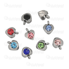 1720-2114-004 - Stainless Steel 304 Charm Heart With Rhinestones 6x8mm Natural Assorted stone colors 10pcs 1720-2114-004,6X8MM,Charm,Metal,Stainless Steel 304,6X8MM,Heart,With Rhinestones,Grey,Natural,Assorted stone colors,China,10pcs,montreal, quebec, canada, beads, wholesale