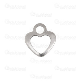 1720-2114-18 - Heart Stainless Steel Charm Heart Hollow 12x10.5x0.8mm with 2.5mm loop Natural 20 pcs 1720-2114-18,Charms,montreal, quebec, canada, beads, wholesale