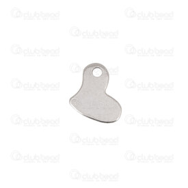 1720-2114-24 - Heart Stainless Steel Charm Crooked Heart 7x10x0.6mm Plain with 1.2mm Hole Natural 30pcs 1720-2114-24,Charms,montreal, quebec, canada, beads, wholesale