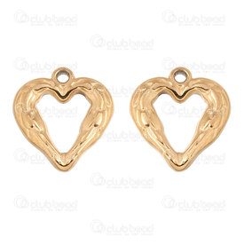 1720-2114-38GL - Heart Stainless Steel Charm Fancy Heart 13x12.5x2.5mm Hollow with Loop Gold Plated 5pcs 1720-2114-38GL,Stainless steel heart charm,montreal, quebec, canada, beads, wholesale