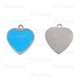 1720-2114-422 - Heart Stainless Steel Charm Heart 11.5x10.5x2mm with Sky Blue Enamel and Loop 2mm Natural 10pcs 1720-2114-422,Acier Inoxydable Breloque,montreal, quebec, canada, beads, wholesale