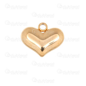 1720-2114-48GL - Heart Stainless Steel 304 Charm Heart 10.5x12.5x3.5mm with Loop Gold Plated 5pcs 1720-2114-48GL,Coeurs,montreal, quebec, canada, beads, wholesale