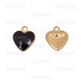 1720-2114-522GL - Cœur Acier Inoxydable 304 Breloque Cœur Remplissage Noir 10x8mm avec Boucle Plaque Or 10pcs 1720-2114-522GL,montreal, quebec, canada, beads, wholesale
