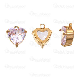 1720-2114-532GL - Heart Stainless Steel 304 Charm Heart 11x9x5mm Crystal Rhinestone Heart with Claw and Loop Gold Plated 10pcs 1720-2114-532GL,pierre du rhin,montreal, quebec, canada, beads, wholesale