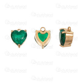 1720-2114-542GL - Heart Stainless Steel 304 Charm Heart 8x6x5mm Green Cubic Zircon Stone with Claw and Loop Gold Plated 10pcs 1720-2114-542GL,Charm,montreal, quebec, canada, beads, wholesale