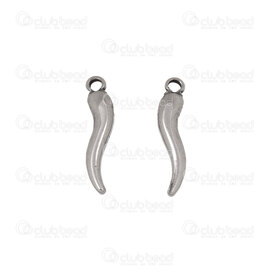 1720-2119-06 - Fruit/Veggies Stainless Steel Charm Chili 18.5x4.5x3mm with 1.5mm loop Natural 10pcs 1720-2119-06,montreal, quebec, canada, beads, wholesale