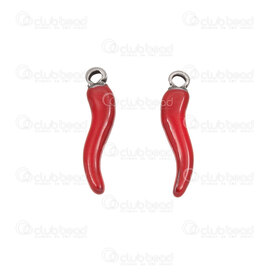 1720-2119-06RD - Fruit/Veggies Stainless Steel Charm Chili 18.5x4.5x3mm with 1.5mm loop Red 10pcs 1720-2119-06RD,Charms,Stainless Steel,montreal, quebec, canada, beads, wholesale