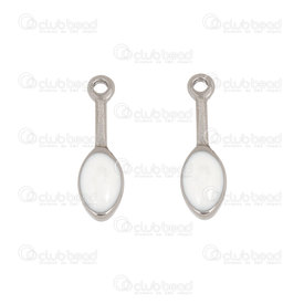 1720-2136-04 - stainless steel Charm drop shape 13x4mm white filing 20pcs 0.26gr 1720-2136-04,Clearance by Category,Stainless Steel,montreal, quebec, canada, beads, wholesale