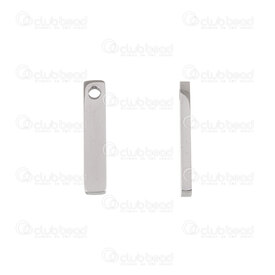 1720-2161-16 - Stainless Steel Pendant Rectangle Plate 16x3x1.5mm 1.5mm Hole Natural 10pcs 1720-2161-16,Pendants,Stainless Steel,montreal, quebec, canada, beads, wholesale
