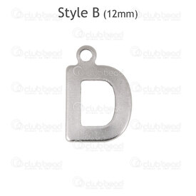 1720-2171-12-D - Stainless Steel Charm Letter "D" 12x8x1.2mm with 1.2mm loop Natural 30pcs Chine 1720-2171-12-D,1720-2171-12,montreal, quebec, canada, beads, wholesale