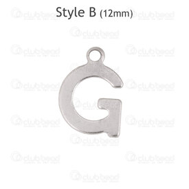 1720-2171-12-G - Stainless Steel Charm Letter "G" 12x8.5x0.5mm with 1.2mm loop Natural 30pcs Chine 1720-2171-12-G,Charms,Letters,montreal, quebec, canada, beads, wholesale
