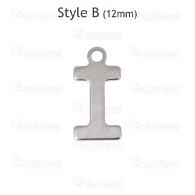 1720-2171-12-I - Stainless Steel Charm Letter "I" 12x6x0.5mm with 1.2mm loop Natural 30pcs Chine 1720-2171-12-I,Charms,Letters,montreal, quebec, canada, beads, wholesale