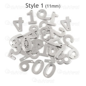 1720-2176-12-MIX - Stainless Steel Charm Mix Number 11x7.5x0.7mm with 0.8mm hole Natural 30pcs 1720-2176-12-MIX,Charms,montreal, quebec, canada, beads, wholesale