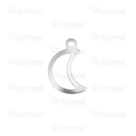 1720-2186 - Stainless Steel Charm Moon 15x9x0.8mm Hollow with 1.2mm Loop Natural 30pcs 1720-2186,Charms,Stainless Steel,montreal, quebec, canada, beads, wholesale