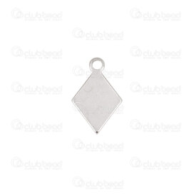 1720-2188 - Stainless Steel Charm Diamond shape 12x8x0.6mm Plain with 1.2mm Loop Natural 30pcs 1720-2188,Charms,montreal, quebec, canada, beads, wholesale