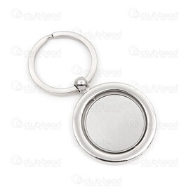 1720-2200-32B - Stainless Steel 304 Key Ring 32mm with Bezel Cup for Round Cabochon 25mm Natural 1pc 1720-2200-32B,montreal, quebec, canada, beads, wholesale