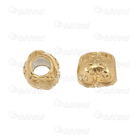 1720-2400-008 - Stainless Steel 304 Bead European Style Round With Engraved Design 10x11mm Gold 5mm Hole 2pcs 1720-2400-008,European style,Beads,Bead,European Style,Metal,Stainless Steel 304,10X11MM,Round,With Engraved Design,Gold,5mm Hole,China,2pcs,montreal, quebec, canada, beads, wholesale