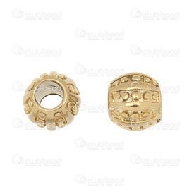 1720-2400-010 - Stainless Steel 304 Bead European Style Round With Engraved Design 9x10mm Gold 4.5mm Hole 2pcs 1720-2400-010,Bead,European Style,Metal,Stainless Steel 304,9X10MM,Round,With Engraved Design,Gold,4.5mm Hole,China,2pcs,montreal, quebec, canada, beads, wholesale
