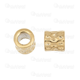 *1720-2400-016 - Stainless Steel 304 Bead European Style Cylinder With Engraved Design 9x10mm Gold 6mm Hole 2pcs *1720-2400-016,Bead,European Style,Metal,Stainless Steel 304,9X10MM,Cylinder,With Engraved Design,Gold,6mm Hole,China,2pcs,montreal, quebec, canada, beads, wholesale