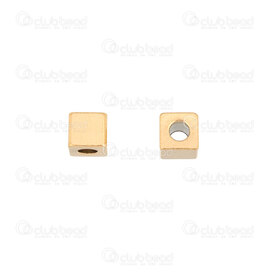 1720-240102-042GL - Acier Inoxydable Bille Cube 4mm Cote Droit Trou 2mm Or 20pcs 1720-240102-042GL,montreal, quebec, canada, beads, wholesale